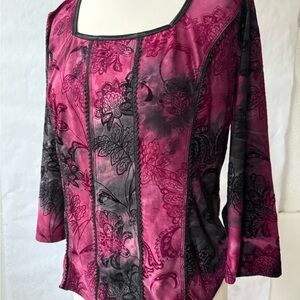 Vintage y2k Dressbarn Whimsigoth Red Velvet Corset Style Top